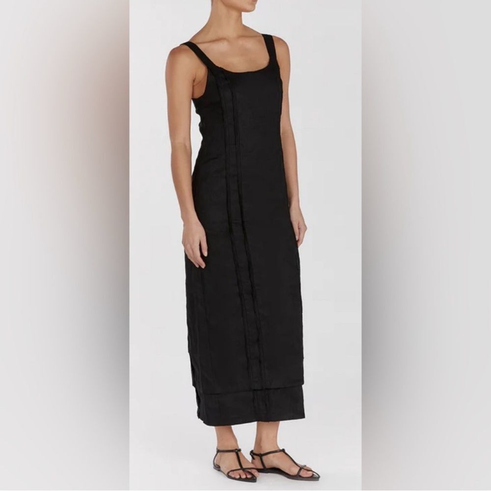 Dissh NWT Dulce Black Linen Midi Dress US 6‎